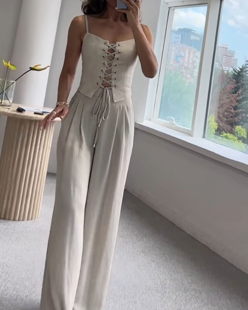 Esther Linnen Corset Set
