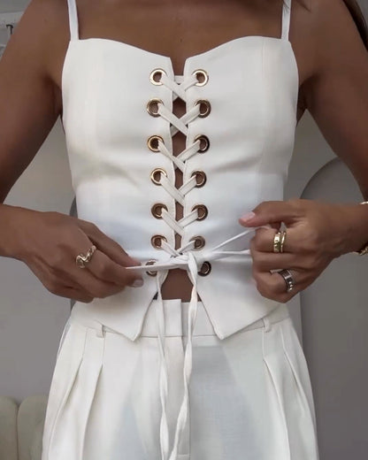 Esther Linnen Corset Set