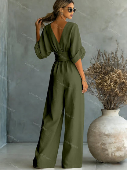 Louise | Jumpsuit van katoen linnen