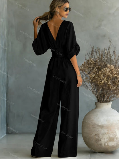 Louise | Jumpsuit van katoen linnen